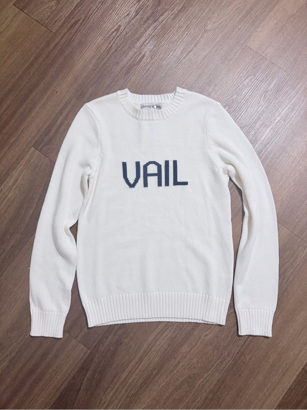 Ellsworth & Ivey Vail Crewneck Sweater Cream/Navy NWT Size XS
